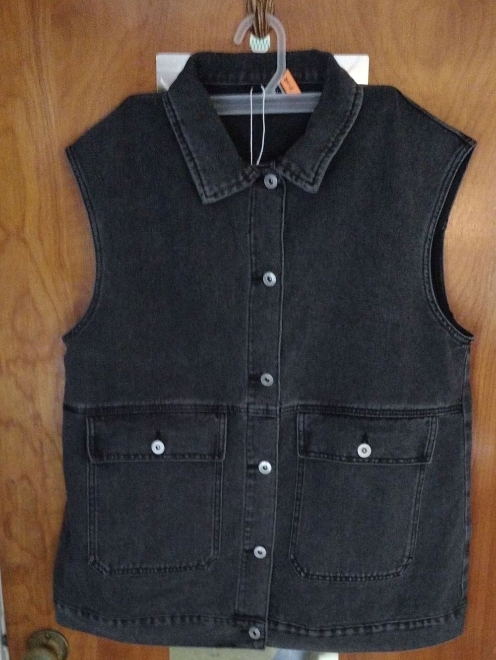 Unbranded Black Denim Vest with Front Pockets